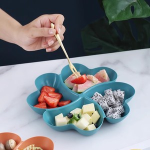 Boîte à bonbons en forme de fleur, en paille de blé, plateau à collation multi-compartiments pour la maison et le bureau, beige, vert, bleu, rose, orange, rouge - Product Image 4