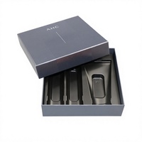 Boîte cadeau rigide de luxe grise personnalisée avec logo pour ensemble de soins de la peau, vente en gros, boîte d'emballage en carton avec couvercle et base, avec plateau en blister