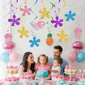 Decoraciones Colgantes en Espiral de Dibujos Animados Amarillos, <span class=keywords><strong>Flores</strong></span> de Medusa, Pancarta <span class=keywords><strong>para</strong></span> Fiesta con Temática Oceánica, Artículos <span class=keywords><strong>para</strong></span> Baby Shower y <span class=keywords><strong>Cumpleaños</strong></span> - Product Image 4