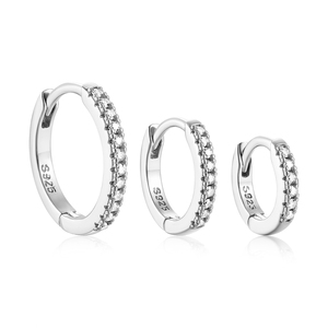 CANNER 6/8/10mm 3Pcs/<b>Set</b> S925 <b>Sterling</b> <b>Silver</b> Moissanite ClassicHoop <b>Earrings</b> <b>Set</b> Gift for Girls Women - Product Image 4