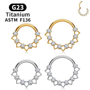 Lincy 16G titane nez Septum anneaux face avant CZ Clicker boucles d'oreilles <span class=keywords><strong>Helix</strong></span> Lobe conque Piercing mode Piercing bijoux" - Product Image 1
