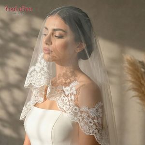 YouLaPan Velo de novia elegante de tul suave con apliques de encaje, velo de boda corto para dama de honor, accesorios para el cabello de boda <span class=keywords><strong>M169</strong></span> - Product Image 2