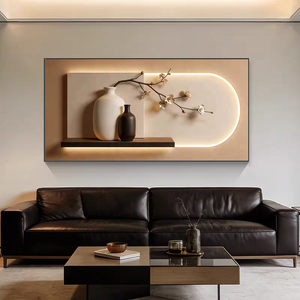 Cuadro de pared de cristal de arte moderno y lujoso para sala de estar, fondo de sofá, estampado de florero, decoración del hogar - Product Image 2