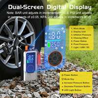 Compresseur d'air portable pour pneus de voiture et de vélo avec batterie rechargeable, manomètre, écran LED, conception sans fil