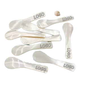 Cuillères à servir personnalisées avec logo, blanches, modernes, écologiques, en nacre naturelle, pour caviar, glace, chocolat - Product Image 1