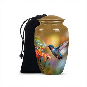 Venta caliente de alta calidad superior hermosa urna conmemorativa de cremación de colibrí para cenizas humanas urna grande decorativa con bolsa gratis - Product Image 1