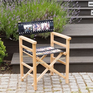 Silla de director plegable con marco de madera de haya y estampado digital conmemorativo, tapizada en Oxford, para mesa de registro de bodas, área de fotos de fiestas - Product Image 4