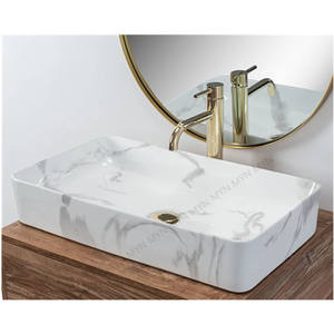 Bonne vente Évier en porcelaine Salle de bain Céramique Au-dessus du comptoir Art Lavabo en marbre Évier de salle de bain <span class=keywords><strong>sans</strong></span> <span class=keywords><strong>trou</strong></span> pour robinet - Product Image 1