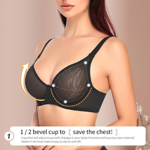 Soutien-gorge ajustable grande taille à fermeture avant, uni, sexy, push-up, à armatures fines, écologique, bonnet 3/4, <span class=keywords><strong>100</strong></span>% polyester, sous-vêtement - Product Image 2