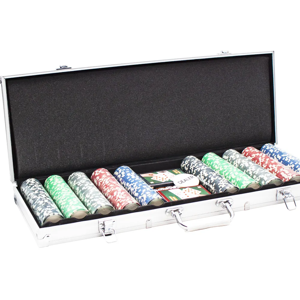 Bán buôn 500 miếng sòng bạc Chip 2 thẻ chơi 5 con xúc xắc nhôm trường hợp kim loại sên ABS Poker chip