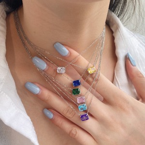 Dylam Wholesale Cadenas De Plata 925 <strong>Silver</strong> Square Pendant <strong>Jewelry</strong> <strong>Emerald</strong> Necklace Tennis Cuban Chain Cross Necklaces For Women - Product Image 6