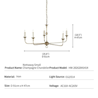Lustre Vintage Style Ferme Américaine en Fer Forgé, Porte-Bougie LED, Luminaire Suspendu Artistique Simple et Luxueux pour Salon