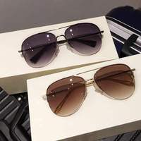Lunettes de soleil NYY vintage colorées à demi-cadre ovale en métal, protection UV400, monture rétro petite, unisexe, lunettes de mode, logo personnalisé