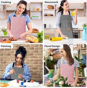 Grembiuli Unisex Personalizzabili con Logo, a Righe, Riutilizzabili in Poliestere e Cotone per <span class=keywords><strong>Chef</strong></span>, BBQ, Pubblicità, Ristoranti, Giardinaggio, Disegno e Pulizia - Product Image 6