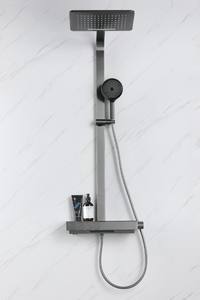 Luxus <span class=keywords><strong>Gun</strong></span> Grey Vierfunktions-Dusch system Hochwertiges Messing gehäuse Multifunktion ales Dusch armatur set - Product Image 2