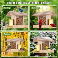 Mangeoires à oiseaux suspendues de grande capacité BH Outsides, mangeoires à oiseaux en bambou et en bois pour la décoration du jardin