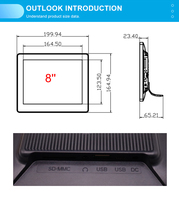 Pantalla de vídeo digital de buena calidad para interior, reproductor multimedia de publicidad para tv de 8 pulgadas, pantalla lcd