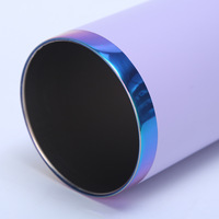 Miroir coloré enduit de poudre arc-en-ciel plaqué sous 20oz gobelet maigre tasse isolée en acier inoxydable à double paroi avec paille
