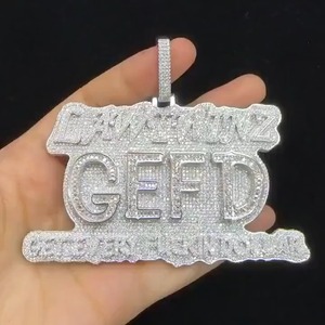 Wholesale Supply Custom <b>Initial</b> VVS Moissanite Diamond Pendant Men's Luxury Hip Hop Bling Jewelry <b>Necklace</b> Available for Sale - Product Image 4