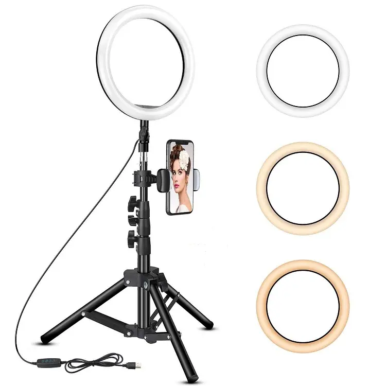 Kit Studio Foto Selfie Rumah, dengan Dudukan Tripod dan Lampu LED Kecantikan, Edit Latar Belakang Hijau Keren, Lebih Menyenangkan