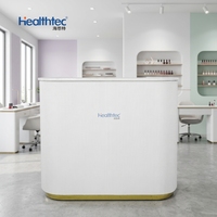 Comptoir d'accueil moderne en bois blanc, petit comptoir d'entrée pour institut de beauté et salon de manucure
