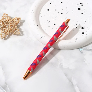 Hot Stock Heart Glitter Leather Wrapped Press Metal Ballpoint <b>Pen</b> <b>Multi</b> <b>Color</b> For Student Wedding Promotional Gift Stationery - Product Image 4