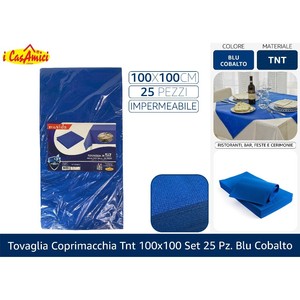 Set di tovaglie antimacchia in TNT blu cobalto 25, 100x100 cm - Product Image 1
