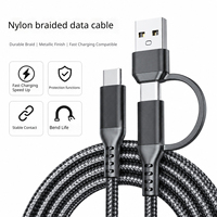 Câble de charge rapide USB A vers Type C 2 en 1, 60W, Type C vers Type C, synchronisation des données, cordon tressé en nylon pour téléphone 17 Samsung Xiaomi Redmi