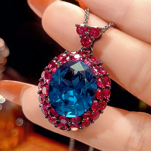 High Grade Eco-friendly Copper Black Gold Plated 15*18mm Red Blue Zircon Hypoallergenic Non-Tarnish Waterproof <b>Wedding</b> Party - Product Image 6