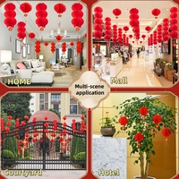 Ensemble de 12 pièces de lanternes rouges en papier plastique pour décor traditionnel chinois épaissi personnalisé pour la célébration du Nouvel An et des festivals d'événements de centre commercial