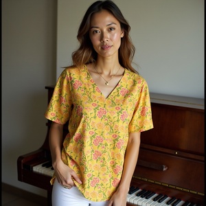 Elegante estampado Mujer túnica superior media manga suelta ajuste superior Boho Chic Casual elegante blusa para uso diario - Product Image 4