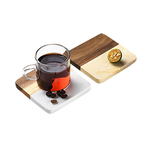 Accesorios de Cocina, Salvamanteles de Madera con Diseño de Mármol, Posavasos Cuadrado de Madera para Té y Café - Product Image 2