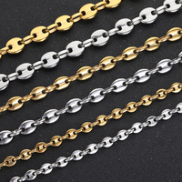 Vente en gros de colliers en or 18 ct avec grains de café pour hommes, bijoux, collier hip hop en acier inoxydable, chaîne de nez de cochon pour hommes