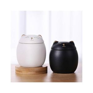 Maychanカスタム猫の形の灰の壷ペットシネラリーサケット、セラミック葬儀犬猫火葬壷 - Product Image 1