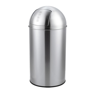 Stainless Steel Push Door Large Capacity Waste Bin Hand Push Dustbin Recycle Outdoor Garbage Bin