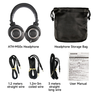 TNH ATH M50X perlengkapan Studio rekaman musik Headset Headphone Monitor mikrofon untuk perekaman Studio siaran Podcasting