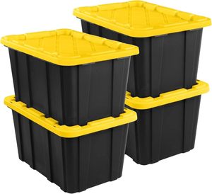 Heavy Duty <strong>Plastic</strong> Storage <strong>Bin</strong> with <strong>Lid</strong> Stackable Industrial Storage Tote Container Box for Home Garage Attic Organization - Product Image 2