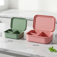 Boîte à bento en silicone 700 ml, hermétique, trois compartiments, qualité alimentaire, compatible micro-ondes, sans BPA, pour l'école, le bureau, boîte à lunch couleur personnalisée
