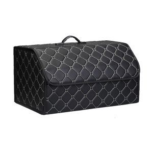 M Luxury Car boot organizer with lid portable car storage box fit for all SUV TESLA model 3 PU Leather car Trunk Organizer