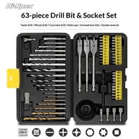 Kit de 63 forets haute performance pour la construction et le travail du bois, avec embouts de vissage et douilles, fabriqué en Chine