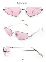 Lunettes de soleil œil de chat triangulaires à monture métallique fine, verres UV400, dégradé pastel Y2K, légères, pour femmes, vente en gros, streetwear