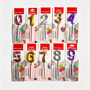 เทียนวันเกิดสีทอง เงิน ม่วง เมทัลลิก หมายเลข 0-9 ขนาด 11 ซม. แบบ 3 มิติ โครเมียม สำหรับตกแต่งเค้กวันครบรอบ - Product Image 1