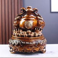 Figurine de crapaud doré à trois pattes, grande taille, en résine époxy, peinte à la main, sculptée, personnalisée, art populaire artistique, souvenir pour la maison