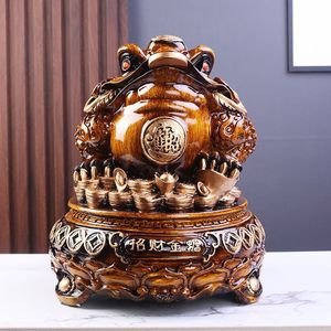 Figurine de crapaud à trois pattes en or porte-bonheur, grande sculpture en résine époxy, art populaire personnalisé pour la maison, le bureau, les cadeaux de vacances - Product Image 4