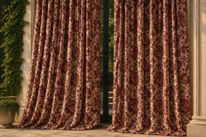 Decorative Vintage Damask Velvet Blackout Curtain Each Panel Art Nouveau Inspired <b>Window</b> Drapery Elegant Room Darkening Home - Product Image 2