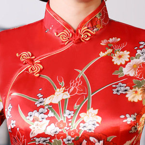 Nuevo Vestido <span class=keywords><strong>Cheongsam</strong></span>/Qipao <span class=keywords><strong>de</strong></span> Seda para Otoño/Invierno, Largo y Ajustado, para Mujeres <span class=keywords><strong>de</strong></span> Mediana Edad y Mayores, Ideal para Banquetes - Product Image 4