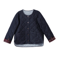 Manteau matelassé en jean, veste courte légère à motif losanges de style coréen chic pour femme