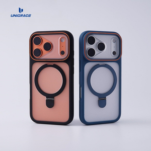 Pour <span class=keywords><strong>iPhone</strong></span> 12 13 14 15 16 17 18 Plus Pro Max Vente en gros en vrac Étui de téléphone en TPU translucide PC avec support magnétique personnalisé - Product Image 3