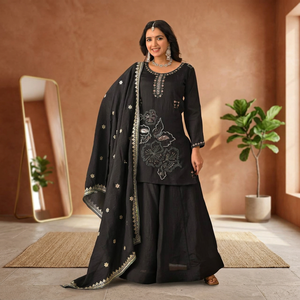 Nuevo Salwar Kameez Dupatta de Diseñador TENNECY para Fiestas, Elástico, de Seda Vichitra Pesada, Estilo Elegante para Bodas y Diwali, Reversible - Product Image 1