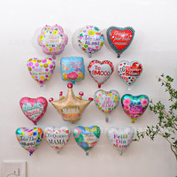 Ballons en feuille d'aluminium en forme de cœur de 18 pouces de haute qualité en gros pour la fête des mères, anniversaire, fête, fournitures de fête